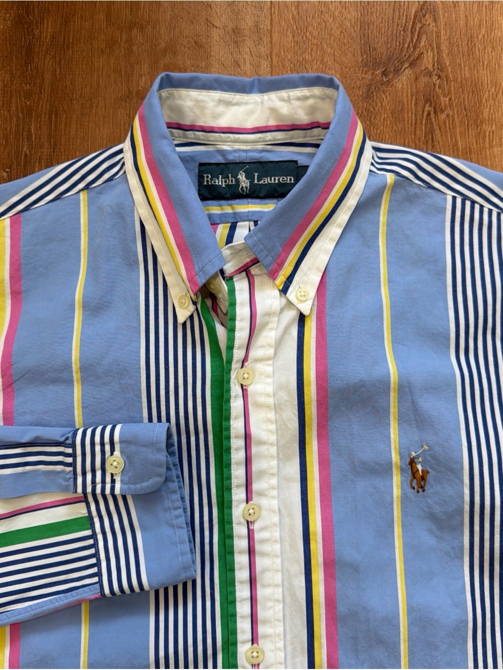Ralph Lauren Button Down Shirt Mens Small Colorful Long Sleeve Flesh Pony Preppy